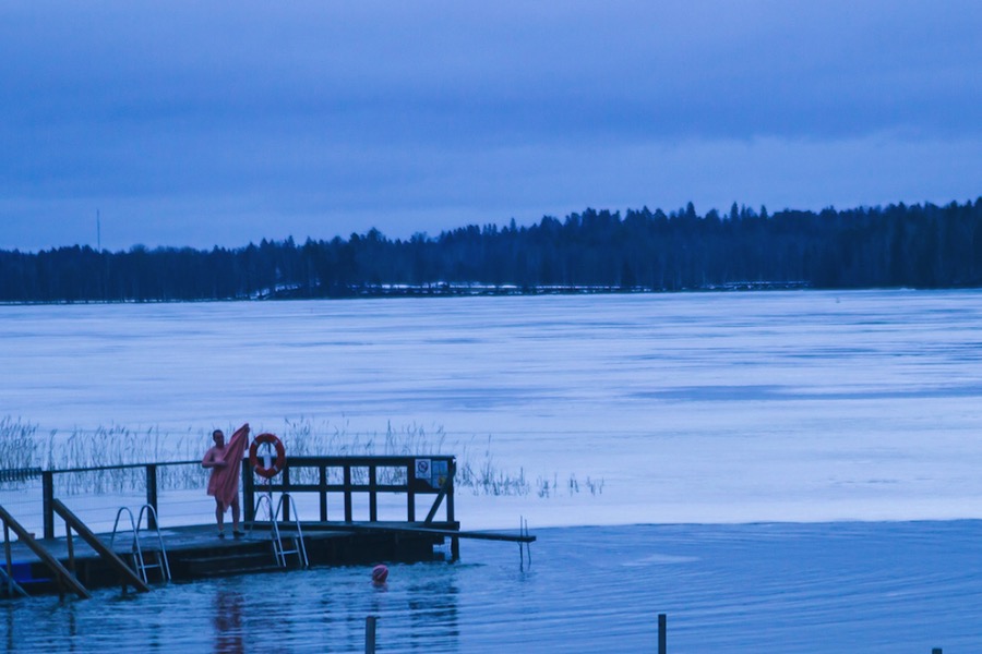 Finland in the Winter - Finns go to the water like it was mid summer weather! You should do the same!