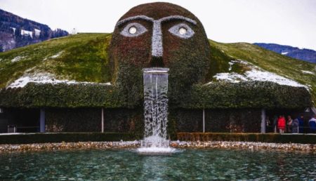 Less than 20 minutes outside of Hall in Tirol, surrounded by the gorgeous Austrian mountains, you will find a dream like world of crystal. Protected by a giant green head that spits water all year round is where you will find the Swarovski World in Wattens. A beautiful mixture of museum, art installations and theme park made for those who love beauty.