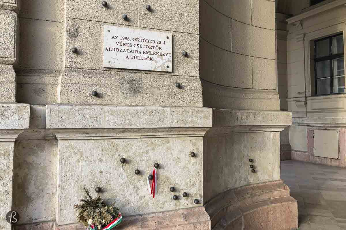 These Budapest Bullet Holes are how I called them before I realised what do they mean. I first saw them when I was walking around the Parliament Building, and I thought it was a little bit weird to have small iron balls over a wall. For a moment I thought it was some kind of abstract art and then I remembered the scars of the Second World War in Berlin and everything connected.