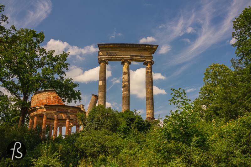 Ruinenberg  in Potsdam is a hill where the Prussian king Frederick the Great ordered a built water tank. This water tank had the goal to supply water to the gorgeous Sanssouci Palace close by, and it was decorated with some fake ruins. That is where the name comes from.