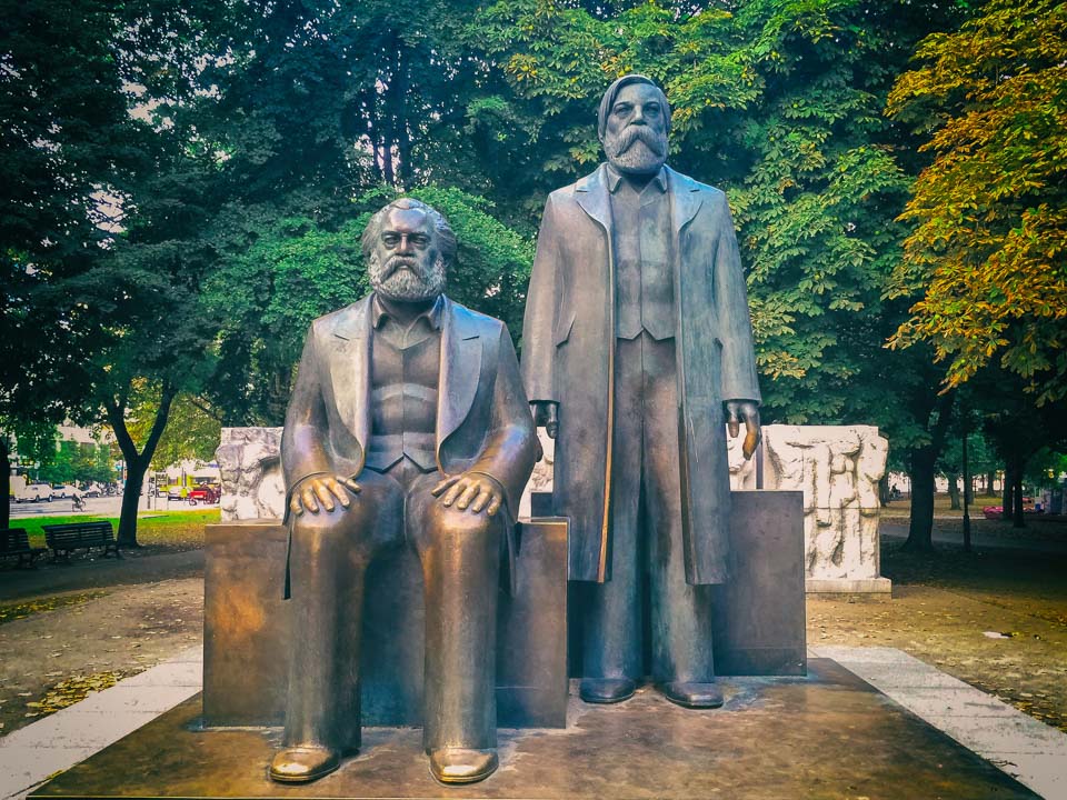 Marx and Engels Forum is a small public park in the heart of Berlin. Named after two of the most famous and influential German philosophers, Friedrich Engels and Karl Marx, authors of The Communist Manifesto. The park was opened to the public in 1986. The statues found there used to have quite a significant location with the Palast der Republik, the German Democratic Republic's parliament, on its back.