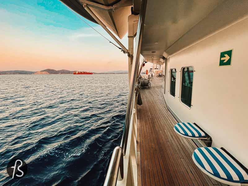 If you are looking for a cruise experience throughout the Greek islands, Running on Waves is the ship for you. This luxurious ship is surprisingly intimate, and there is no better way to experience the blue waters.