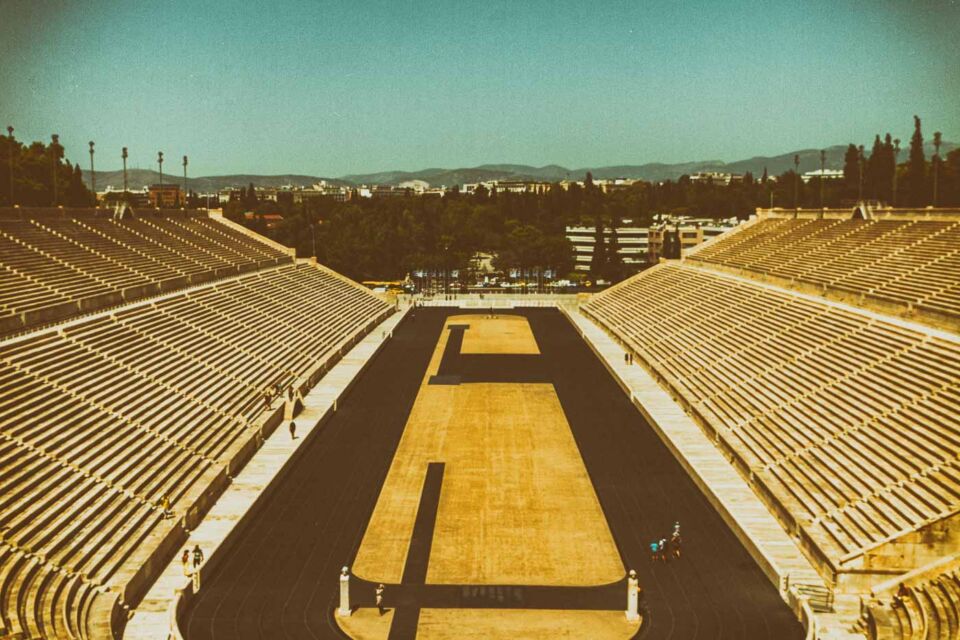 The Panathenaic Stadium is a must see tourist destination in Athens and a unique architectural destination since it's the only stadium in the world built entirely out of marble. But what makes this place stand out from everything that we saw in Greece is that this place is where the first modern Olympics Games were hosted back in 1896.