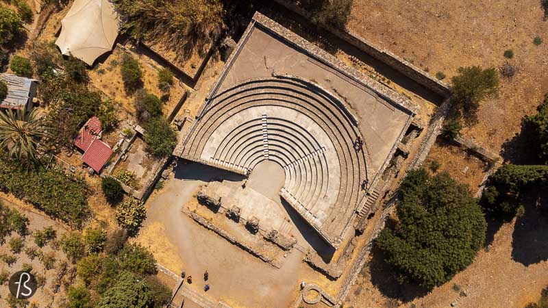 a view from above the going around the Roman Odeon of Kos