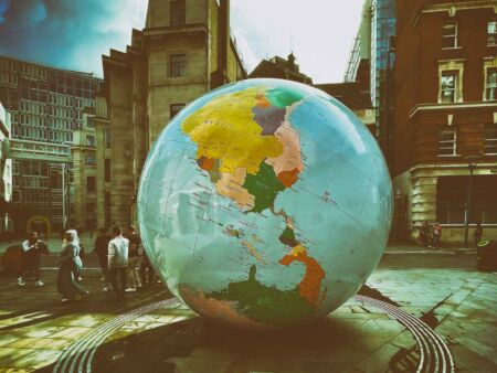 If you're looking for an offbeat travel sight in London, you can take advantage of The World Turned Upside Down installation outside the London School of Economics.