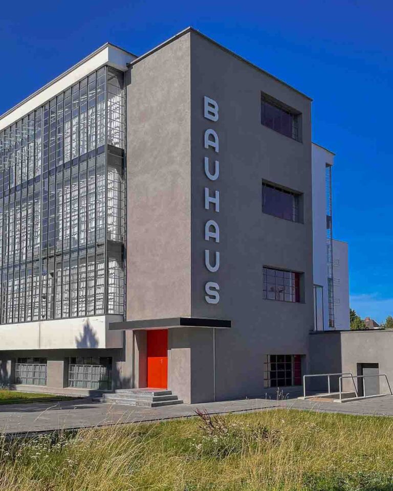 When I first visited the Bauhaus school in Dessau, one thing was missing: the Bauhaus sign that appears in most school images. That part of the building was covered with a tarp, and a replacement sign was in place. For years, I wondered when the original sign would be back in place, and I had an answer to that question in the summer of 2024. 