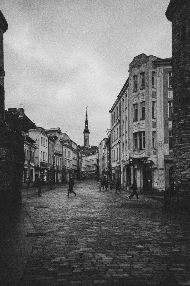 My Tallinn photo walk started at the Viru Gate, one of the last remaining parts of the city's historic wall. The gate's two towers loomed over me, providing a dramatic entrance to the Old Town. I loved how the black-and-white film emphasized the textures of the old stone.