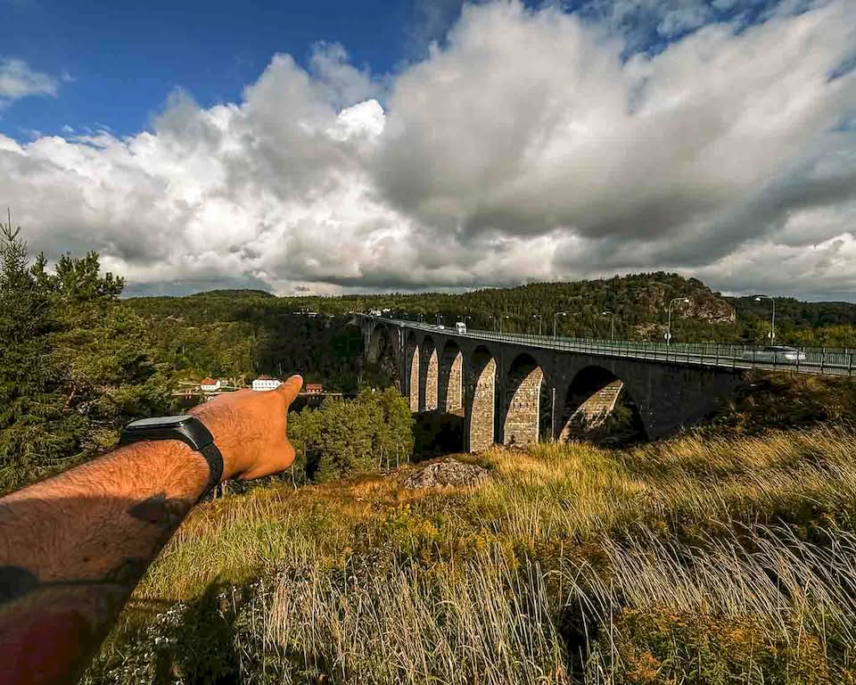 Many hills and more than 600 km after I started to cycle in Copenhagen, I spotted the bridge that connects Sweden to Norway. And I believe I never felt euphoric like that before. From the bridge, you can see the water below you, and there were ships passing, and I had to stop for a moment and be happy that I managed to cycle all the way there.