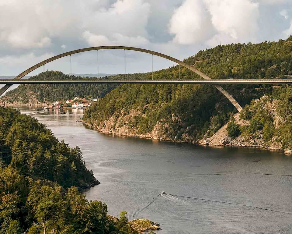 Many hills and more than 600 km after I started to cycle in Copenhagen, I spotted the bridge that connects Sweden to Norway. And I believe I never felt euphoric like that before. From the bridge, you can see the water below you, and there were ships passing, and I had to stop for a moment and be happy that I managed to cycle all the way there.