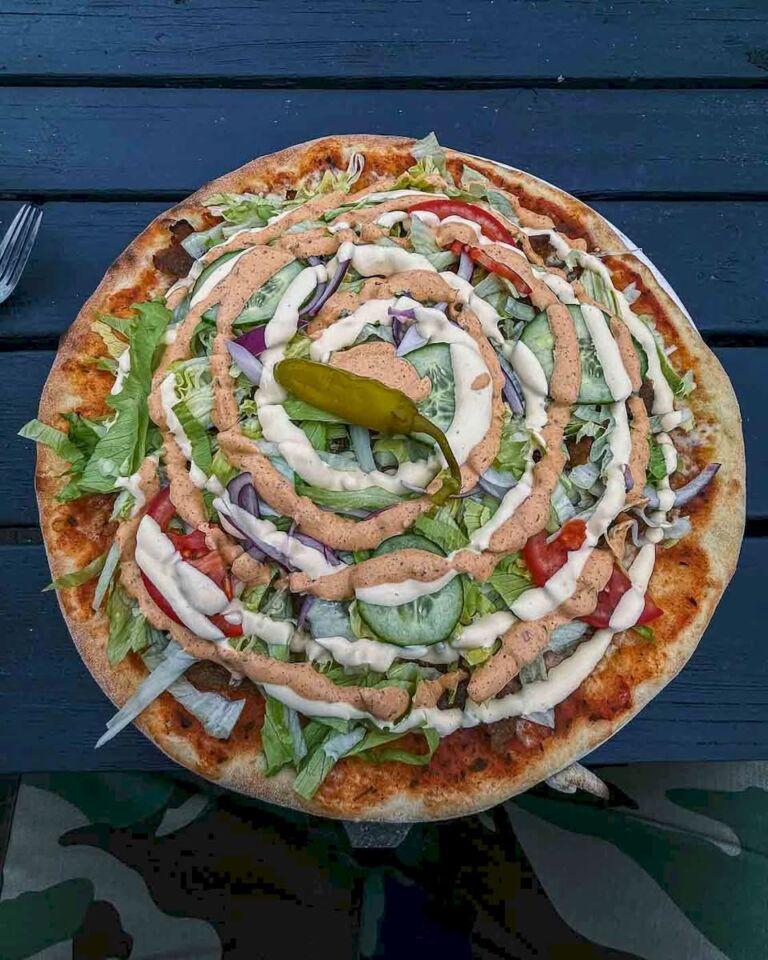 Every time that I talk to Swedish people about food, they mention an unusual type of pizza. And they vouch for it like it’s the best type of pizza ever. So, my lunch in Halmstadt was a kebab pizza at the Costello Pizzeria. Surprisingly, this was fantastic, and I loved every bite of it. I will have to eat more next time I’m in Sweden and see if it was just me being hungry from the bike ride or if it’s really that tasty.