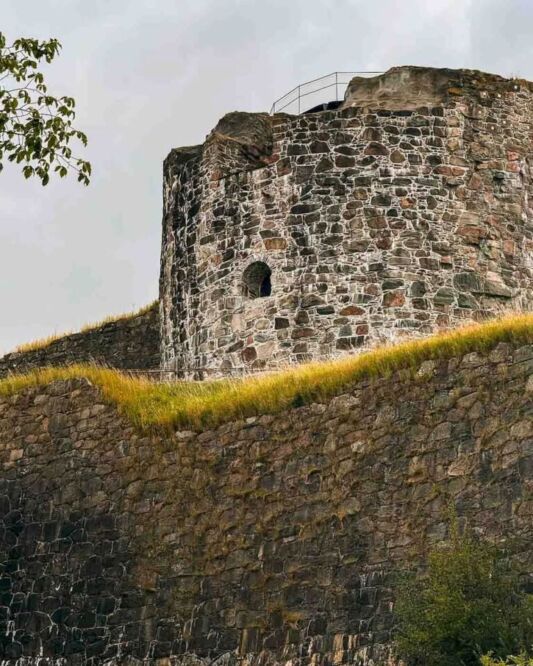 At least the scenery was interesting. I cycled past the Bohus Fästning, a ruined fortress built in 1308 that was quite a sight for me. Around Kareby, I passed by two fighter jets in the parking lot of a car dealership. No idea why they are there. I also could see from the road the massive size of the Tjörnbron, a cable-stayed bridge over Askeröfjorden.